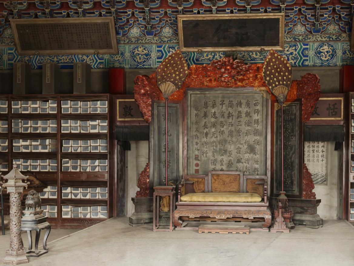 这是1910年（清宣统二年）紫禁城养心殿明间的百年原版内景老照片，照片正中御座庄