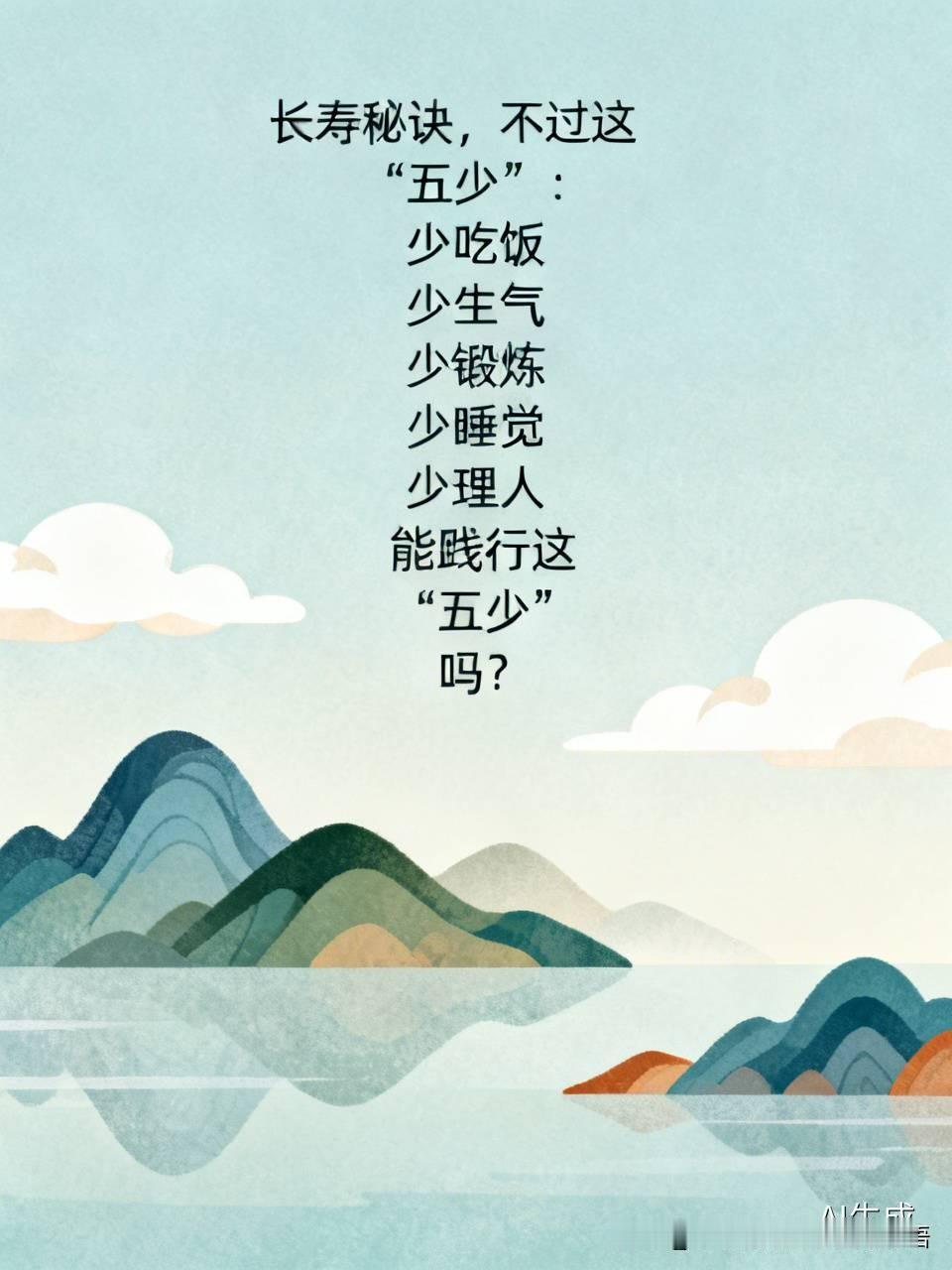 长寿秘诀，不过这“五少”：少吃饭少生气少锻炼少睡觉少理人能践行这“五