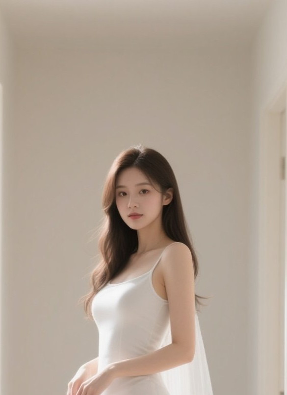 清纯美眉白裙如雪，修长玉腿撩动心弦