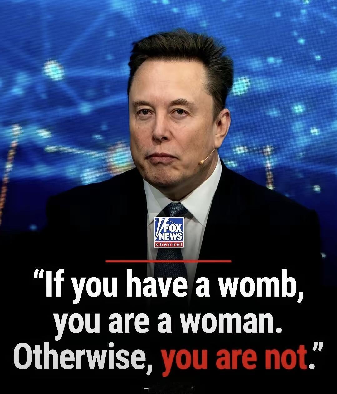 马斯克上周在社交媒体说“有子宫才是女人”，这话立刻炸了锅。很多人发现他儿子做了性