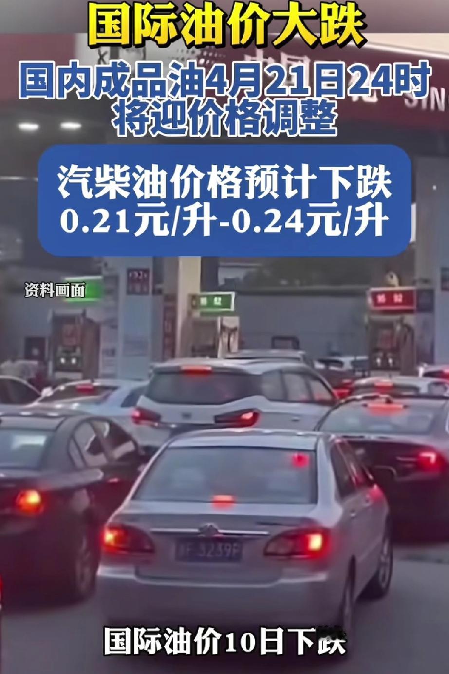 4月21日24时油价预计下调。4月21日24时油价预计下调，这消息简直太让人开