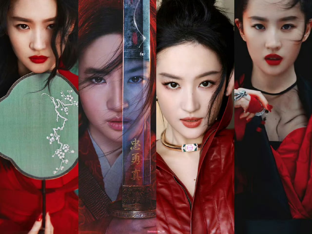 刘亦菲刘冲坐一辆车刘亦菲木兰红我看刘亦菲今天穿的这个红挺像他花木兰那部的红，