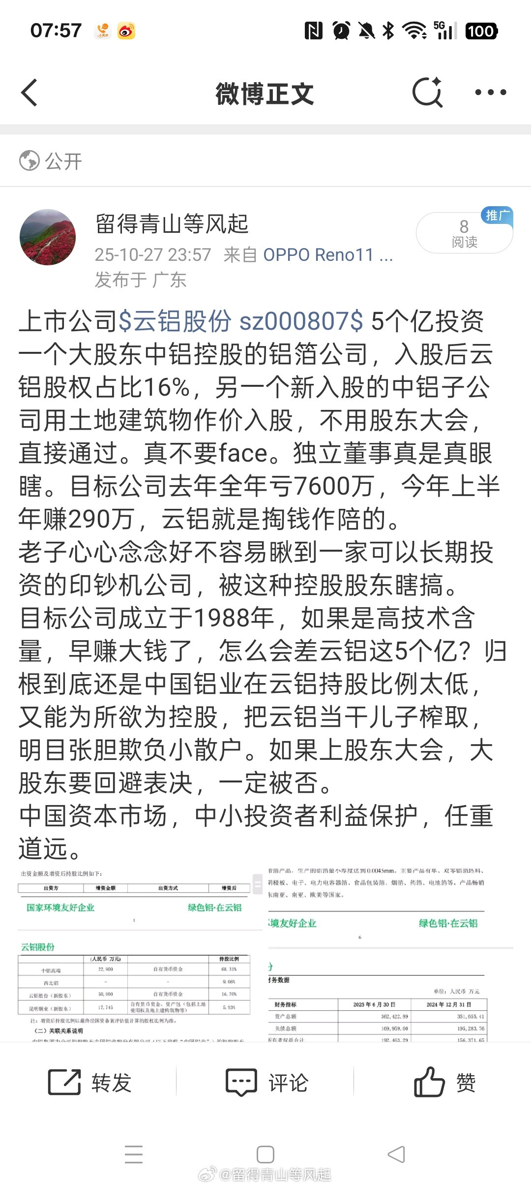 大股东敢做，还不让人说。😡​​​