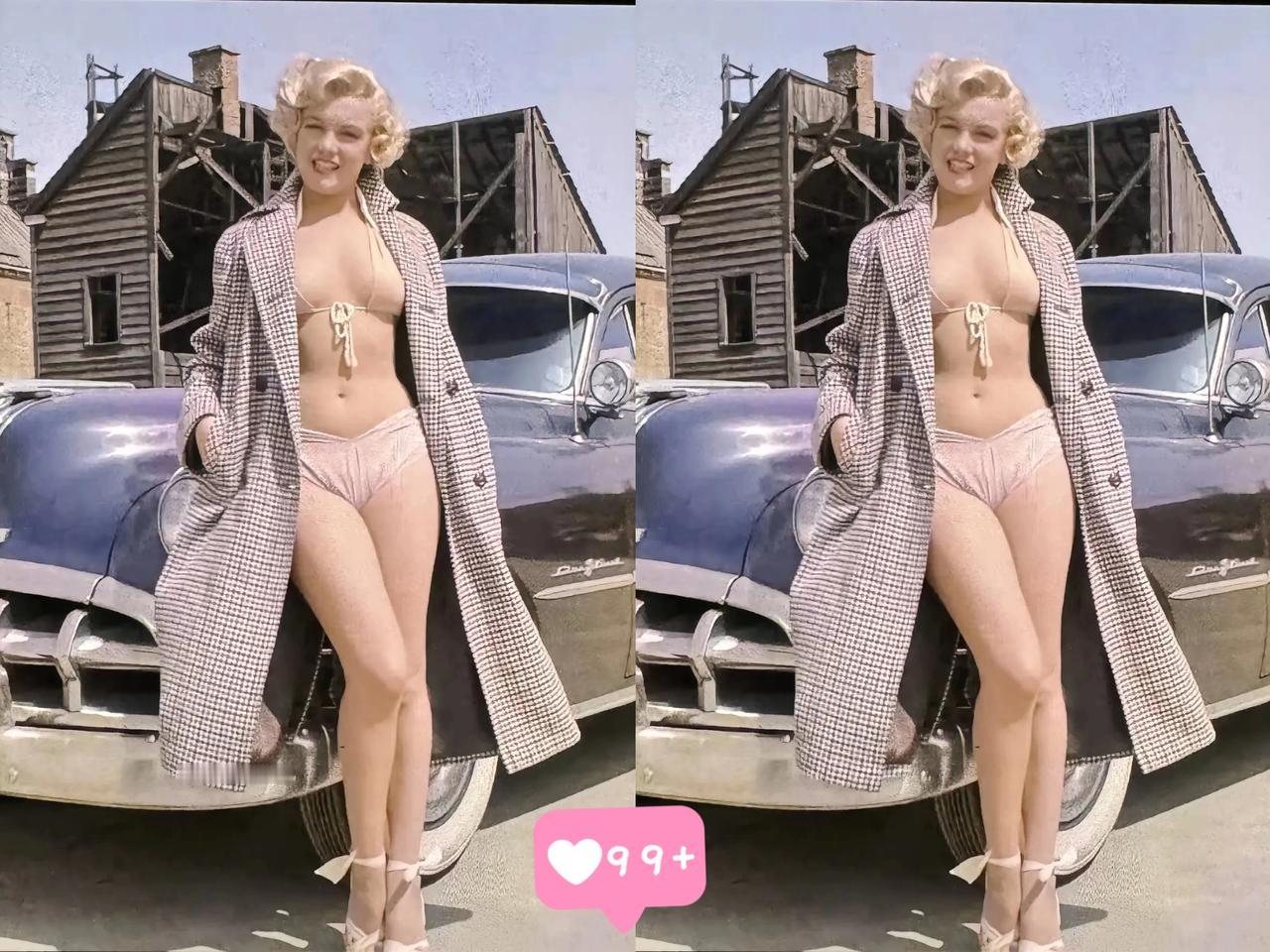 1951年梦露与庞蒂亚克轿车的合影，哪是简单的肖像照，分明是逆境里的倔强宣言！