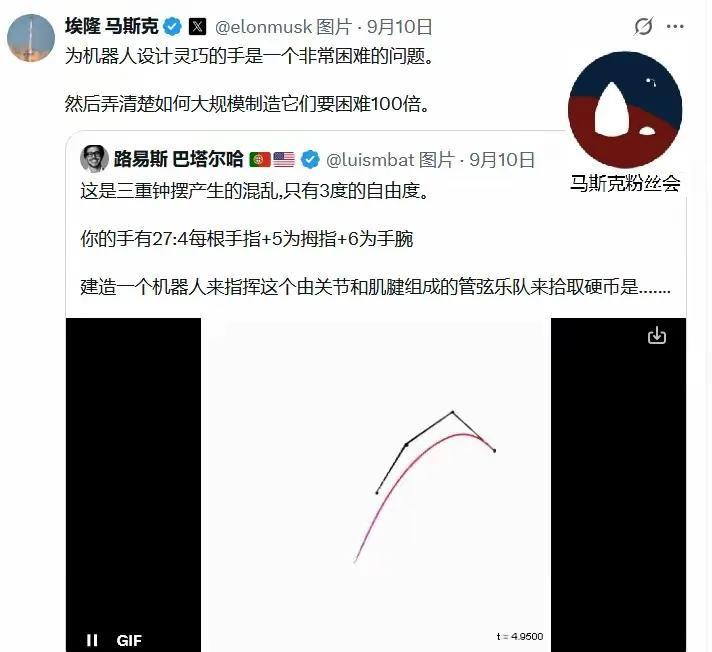 马斯克发帖说，机器人的手是个难题，更难的是如何量产。