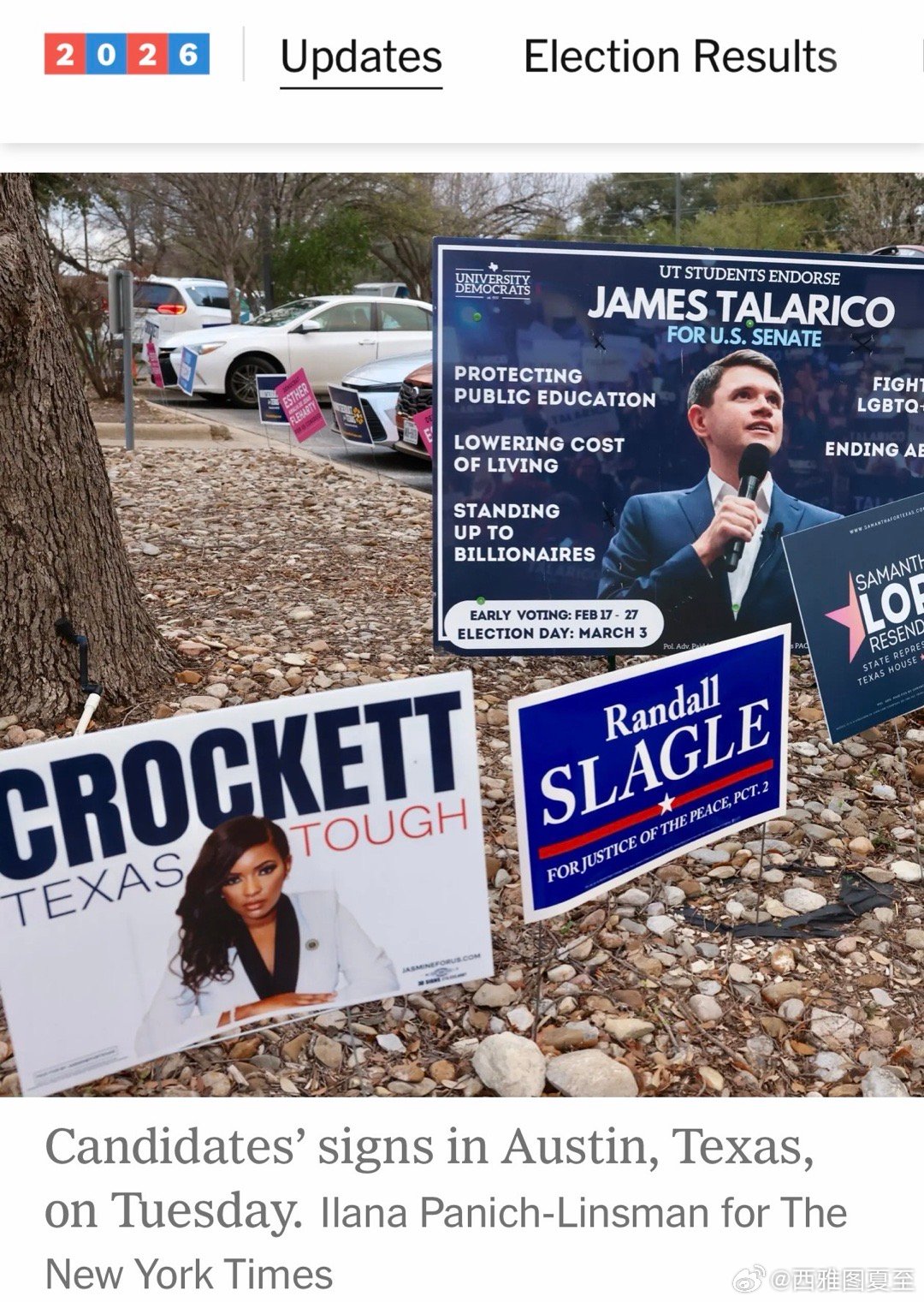 Texas联邦参议员党内初选：共和党三人，没人过半，前两位会再选（现任参议员Co