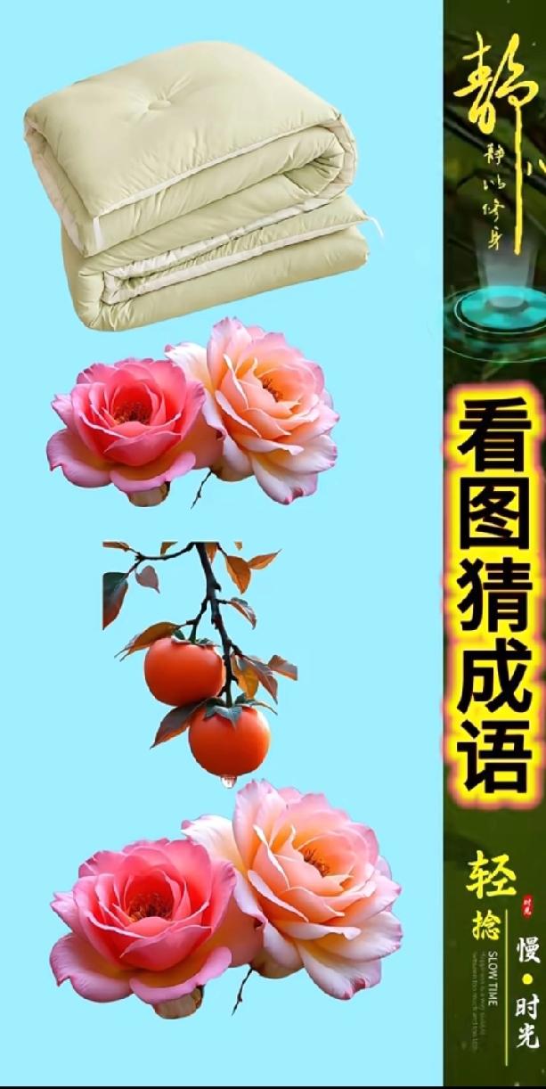 被子+玫瑰+柿子+玫瑰，这是什么成语？90%的人第一反应都错了！