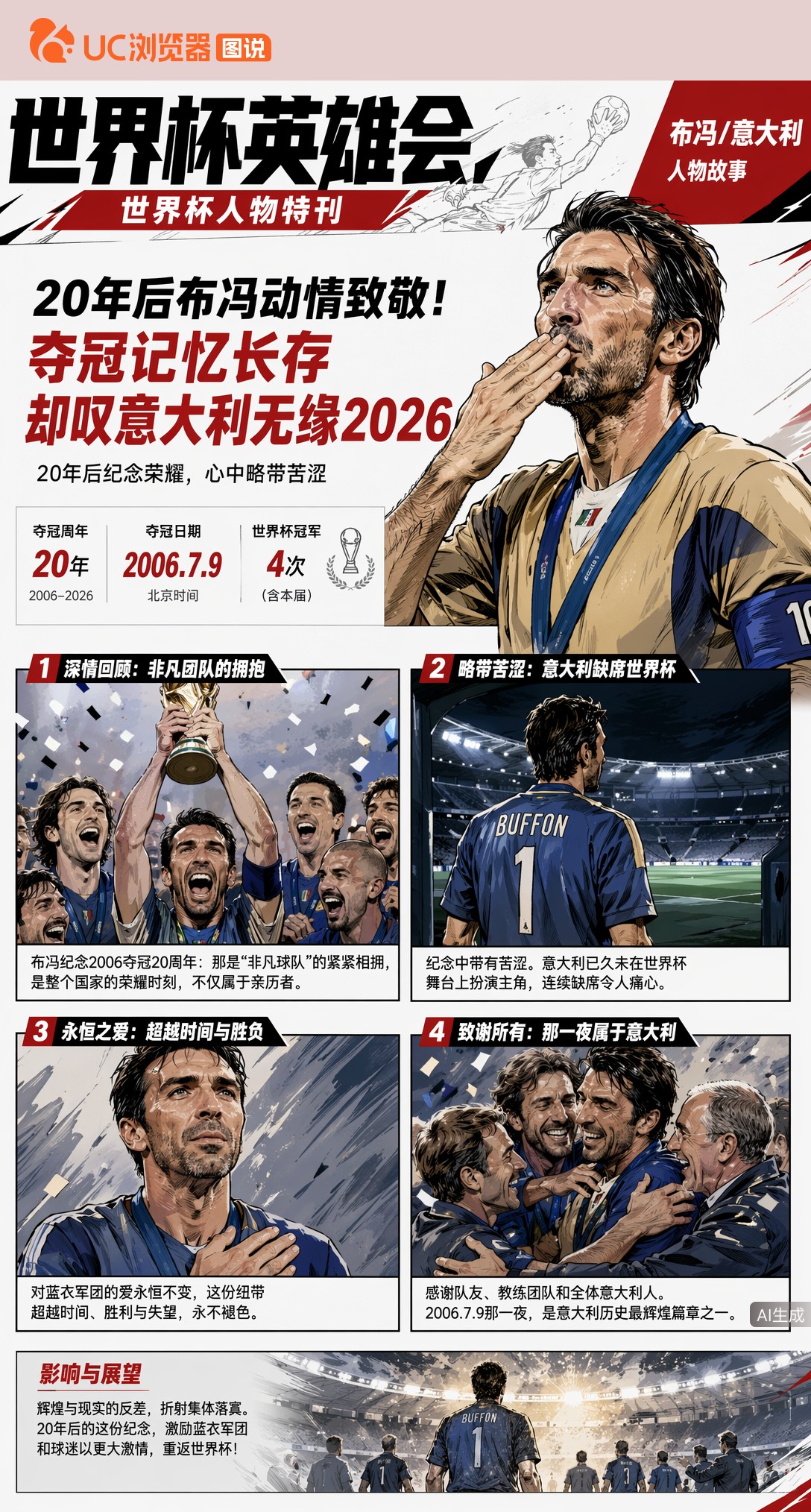 20年后布冯动情致敬！夺冠记忆长存，却叹意大利无缘2026