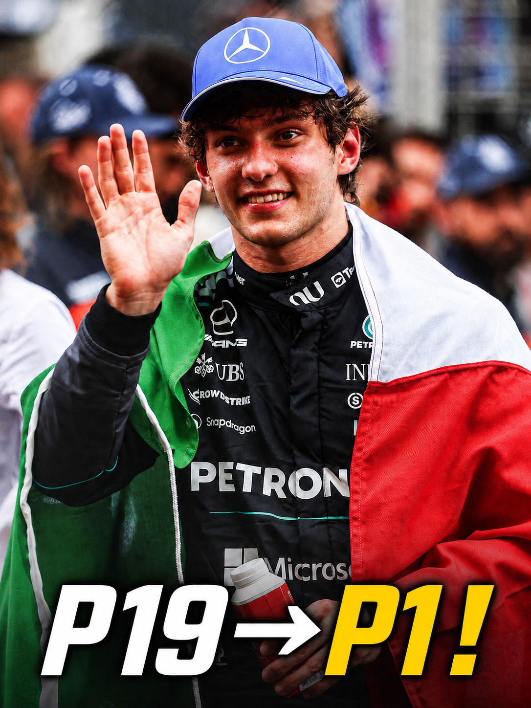 f1从第19位发车，到主场夺冠！🇮🇹对于安东内利来说，这场胜利几乎不可能更