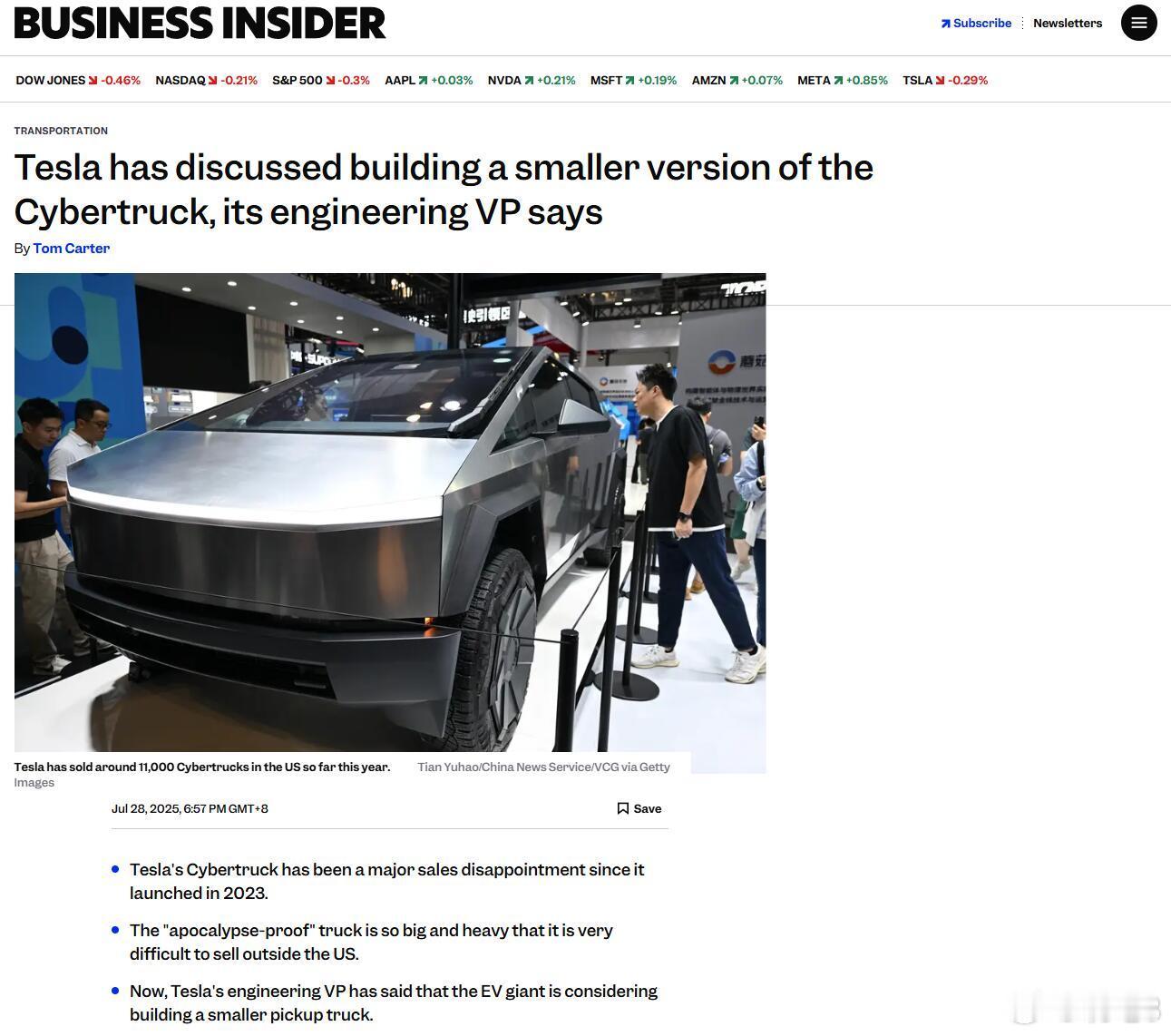 【特斯拉可能在酝酿小一号的Cybertruck[思考]】BusinessIns
