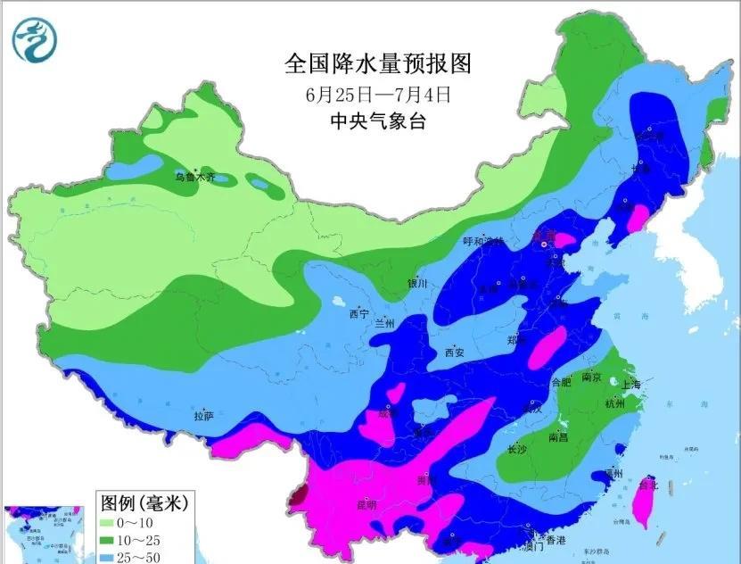 根据中央气象台发布的中期天气预报，预计未来10天我国雨带北抬华北黄淮降水增多！