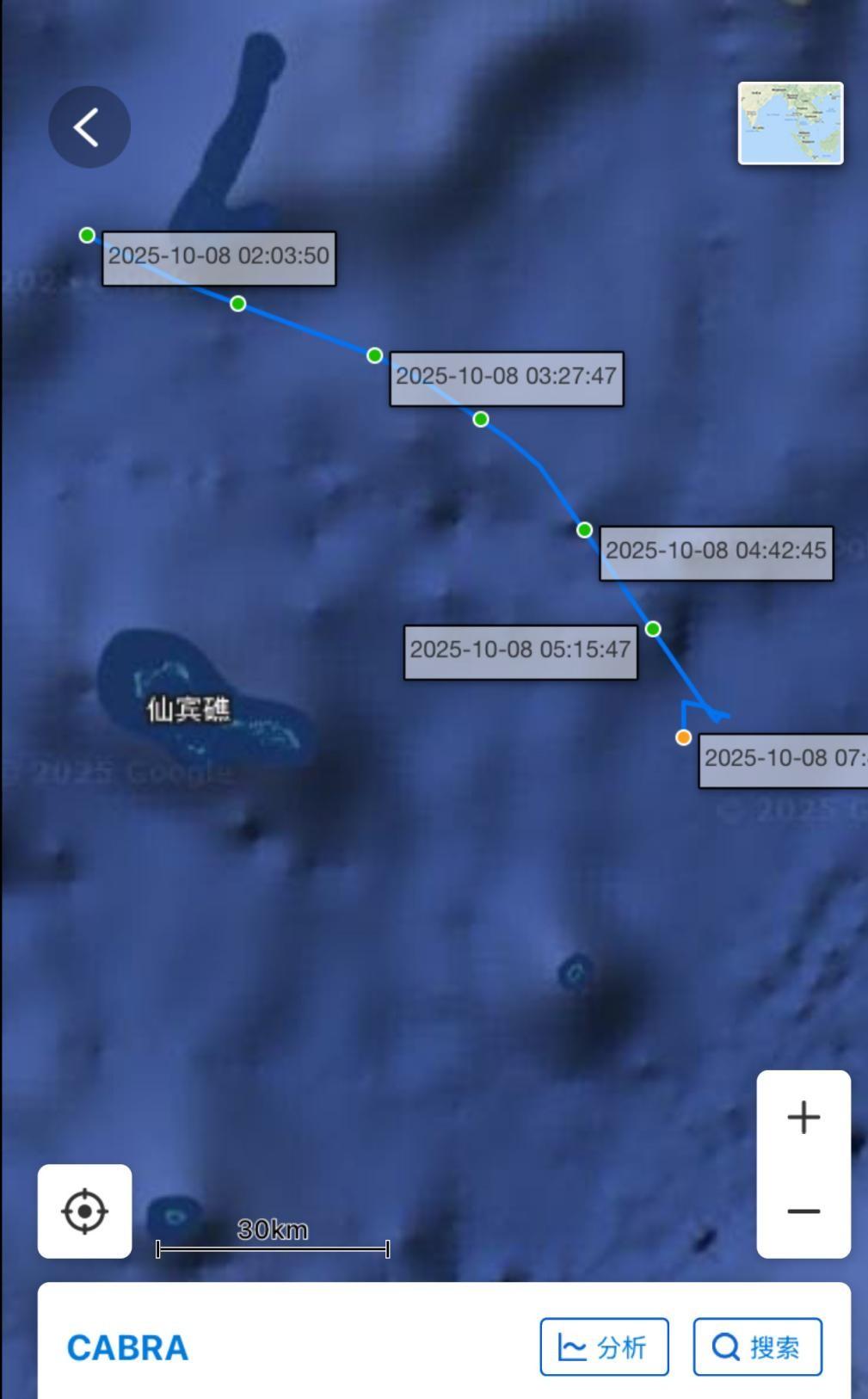 非常罕见，国庆假最后一天菲最大海警船带队，扑向仙宾礁和黄岩岛据国际船只轨迹定