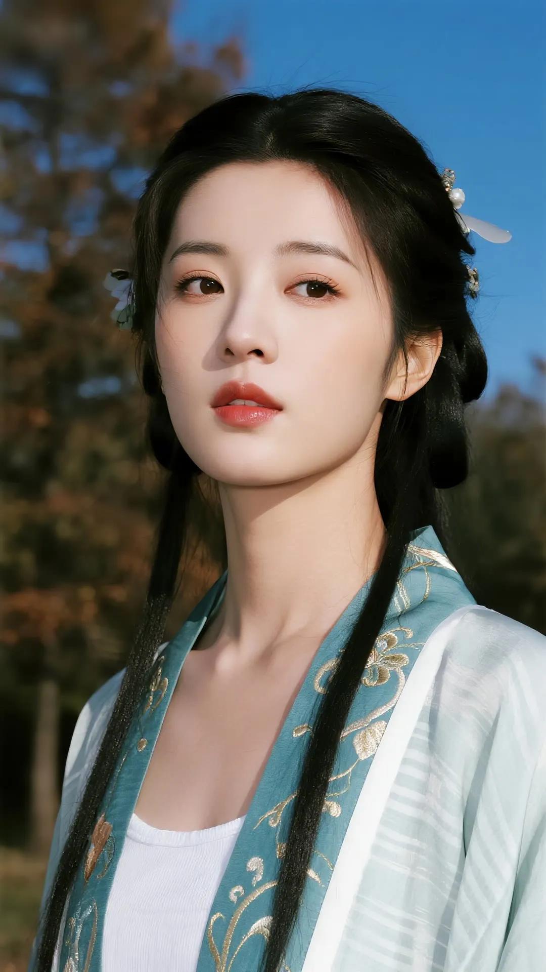 秋日清风吹拂，古风少女静立，岁月静好。