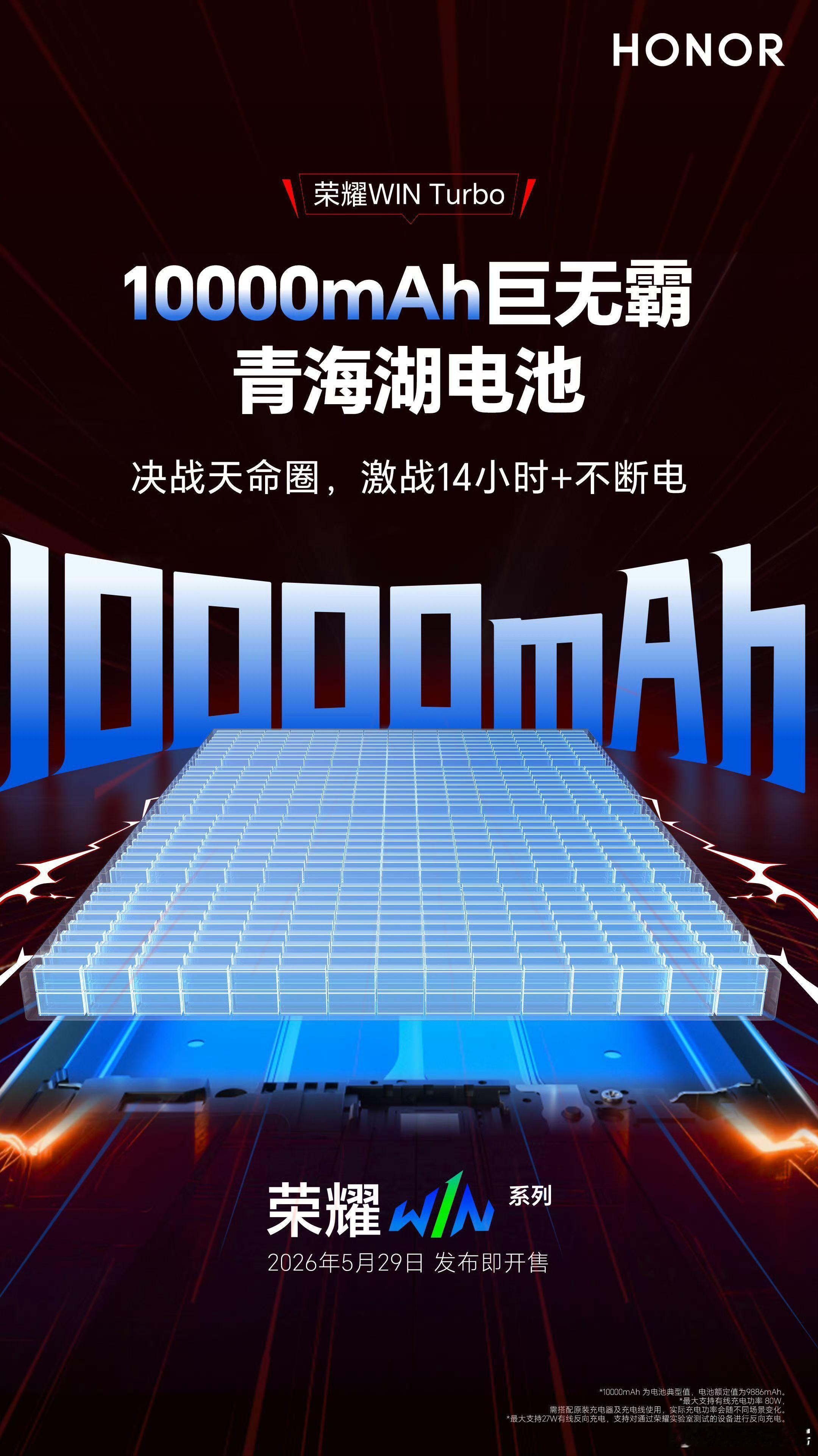 荣耀WINTurbo10000mAh+80W快充+27W反向充电，耀子果然在