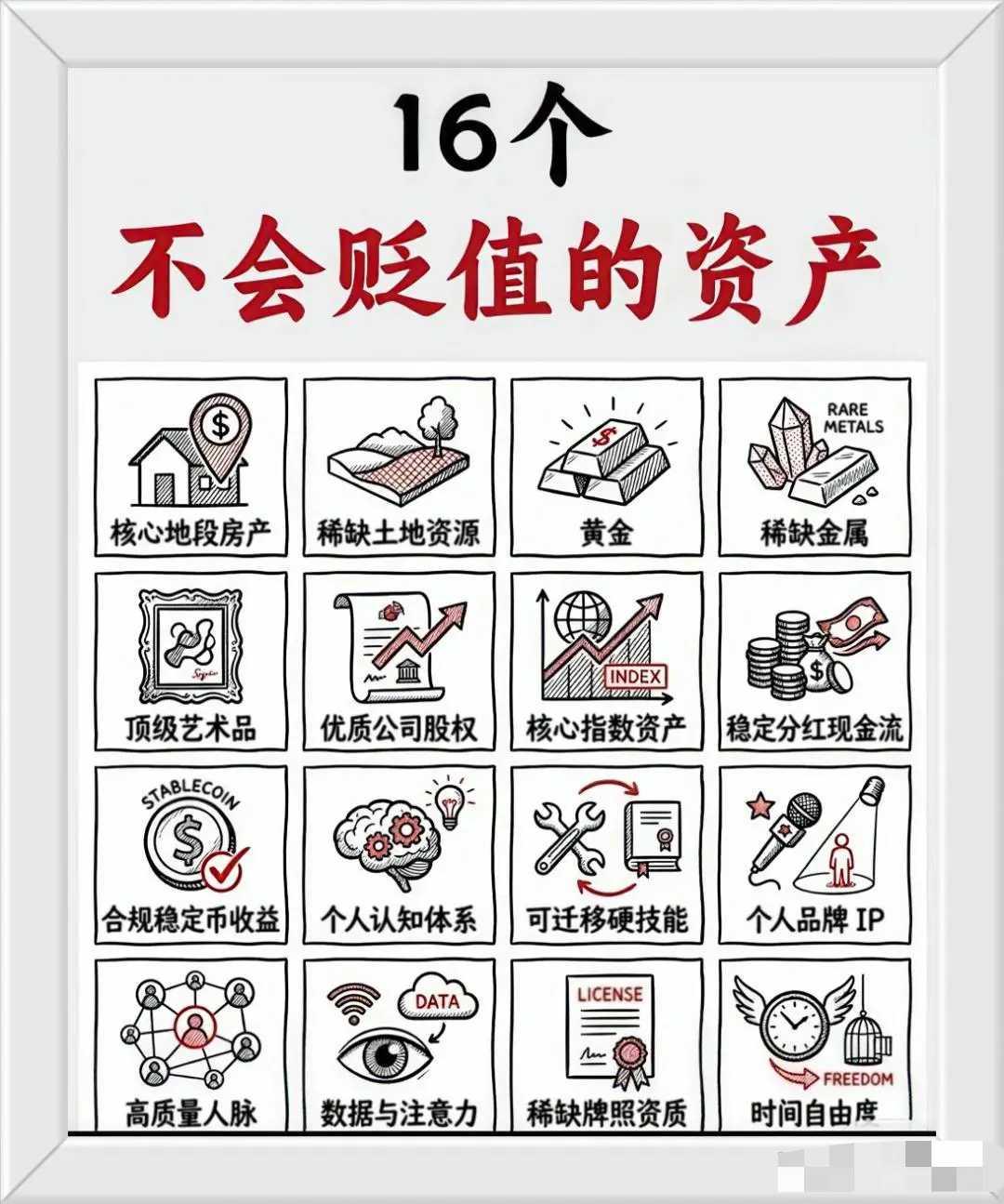 16个不会贬值的资产