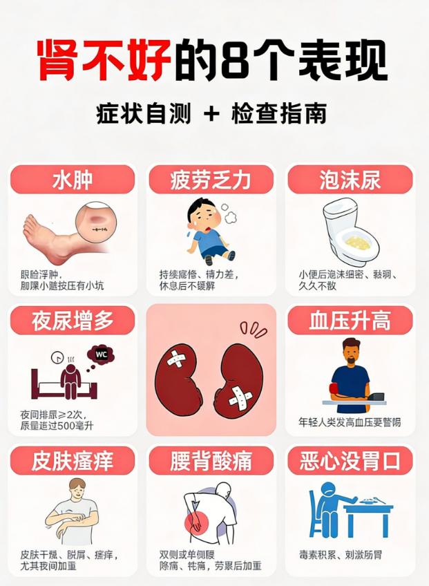 肾不好的8个表现~水肿/疲劳/泡沫尿？肾的求救信号