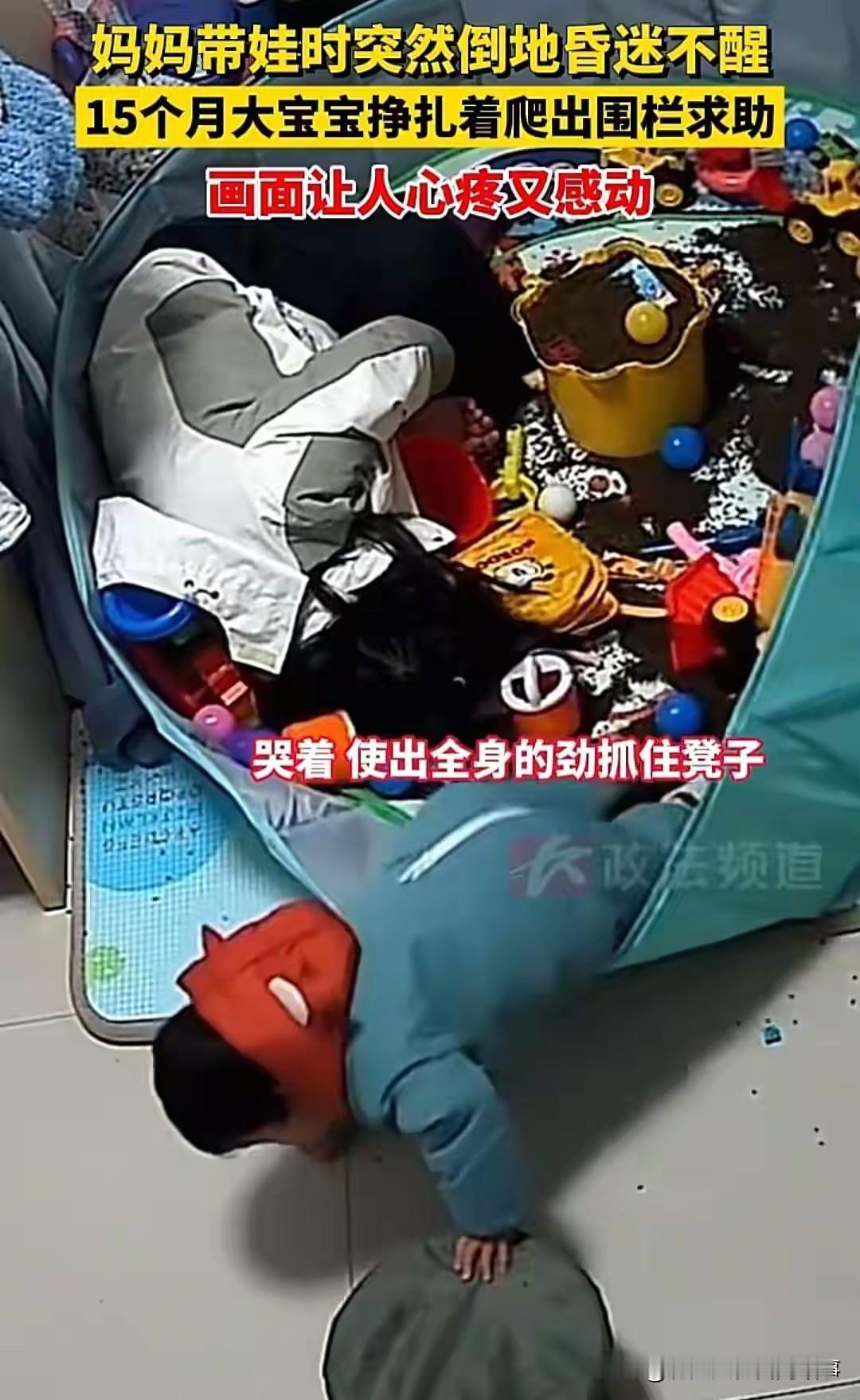 看得心头一紧又一暖！15个月宝宝懵懂却本能护妈，又慌又坚持的模样太戳人。危急时