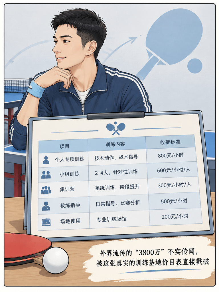 张继科把价目表直接甩出来，3800万的假传闻，连灰都没剩。可没人想到，他的乒乓球训练基地定价，比很多