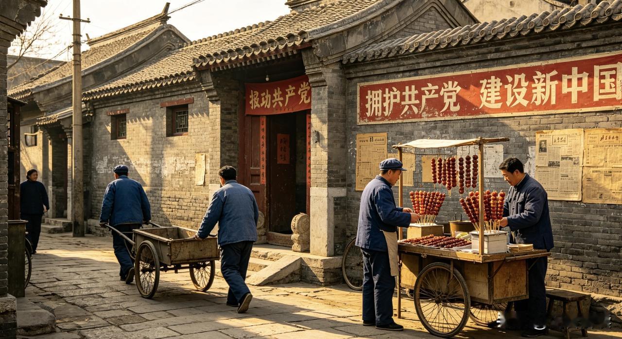 建国初期的老北京胡同，那就是一幅独特的生活画卷。胡同里的四合院错落有致，邻里之间