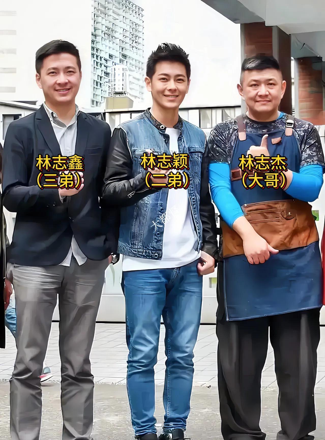 这是林志颖三兄弟的合影，他们虽是同胞亲兄弟，但长相差别有些大，而且他们的发展也天