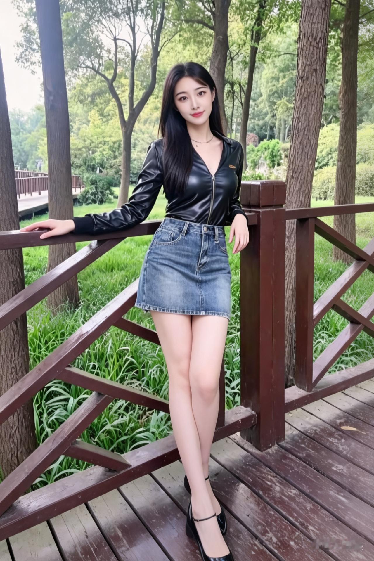 夏日穿搭指南：皮夹克+牛仔短裙，时尚又清凉！