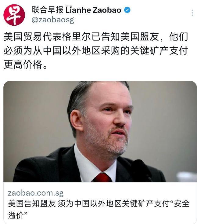 美国又一次狮子大开口！格里尔这个美国贸易代表公开对美国盟友喊话，想要获得资源就必