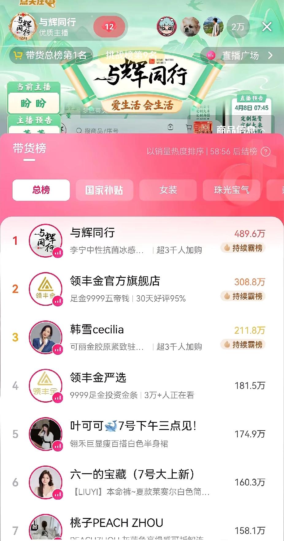 真没想到！与辉同行接连掉粉三万多，直接跌破3900万大关，可直播间业绩愣是稳如泰