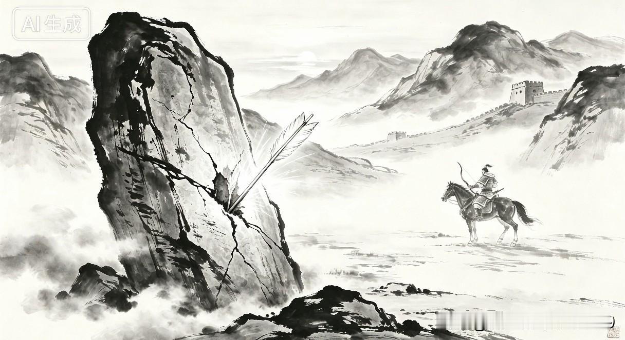 林暗草惊风，将军夜引弓。平明寻白羽，没在石棱中。这首诗既写出了李广的射术之