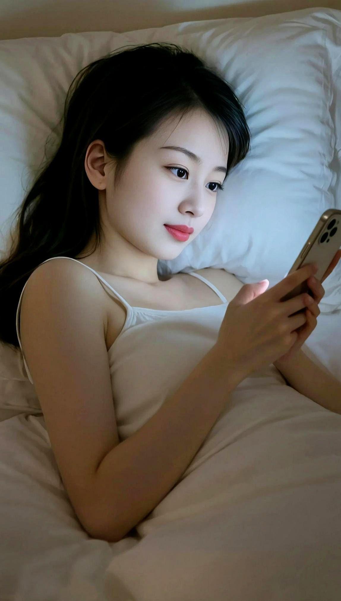 夜间躺卧照少女写真清纯甜美女孩穿搭颜值