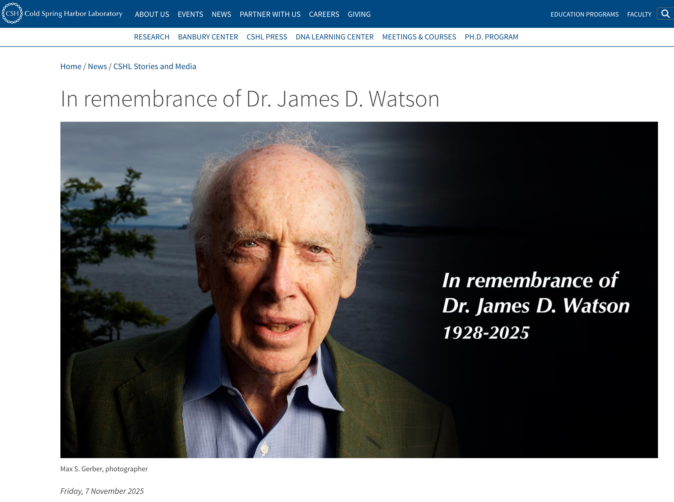 DNA双螺旋结构发现者詹姆斯・沃森逝世, 享年97岁