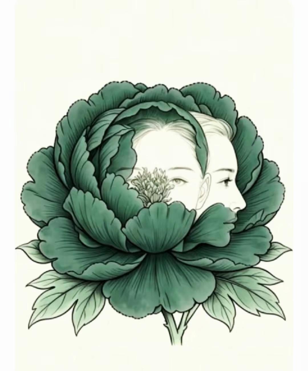 牡丹花里藏了三张脸！多数人只看见两张，找出第三张看看你的大脑年龄眼力测试看