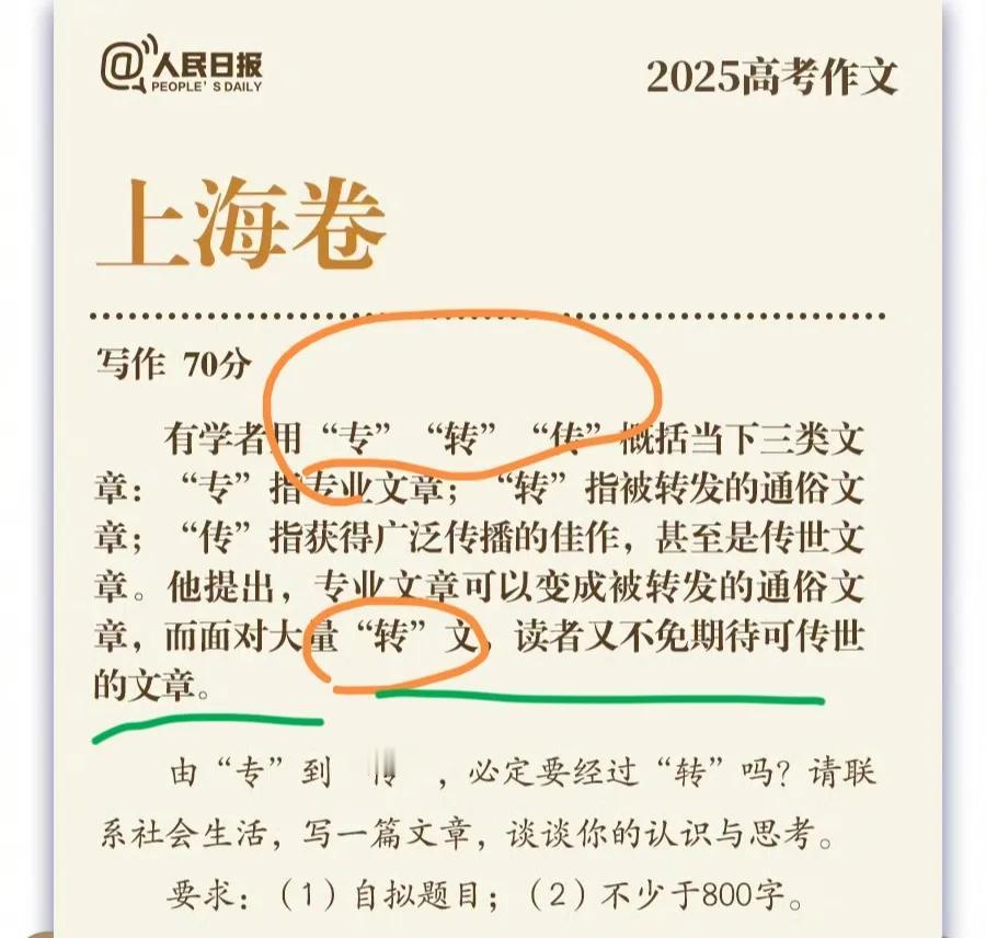 2025高考上海这次的作文题，骂的人很多。该骂。出题者似乎还自鸣得意，“茴”字