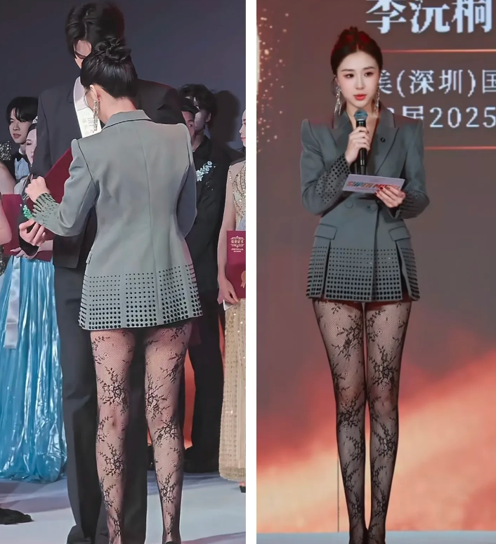 左边才是真实的腿长吧！右边的拉长拉细了，也拉瘦了！