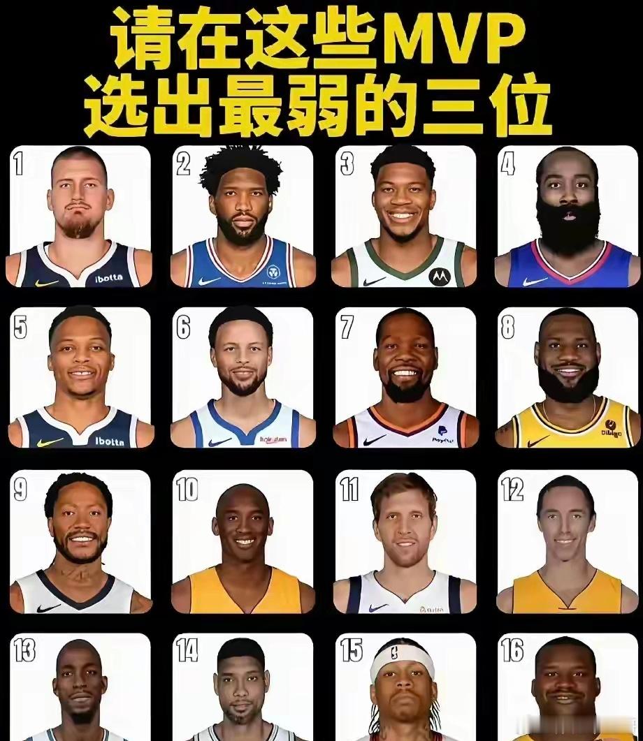 太难选？图中选出最差的三位MVP！你会选谁？​​​