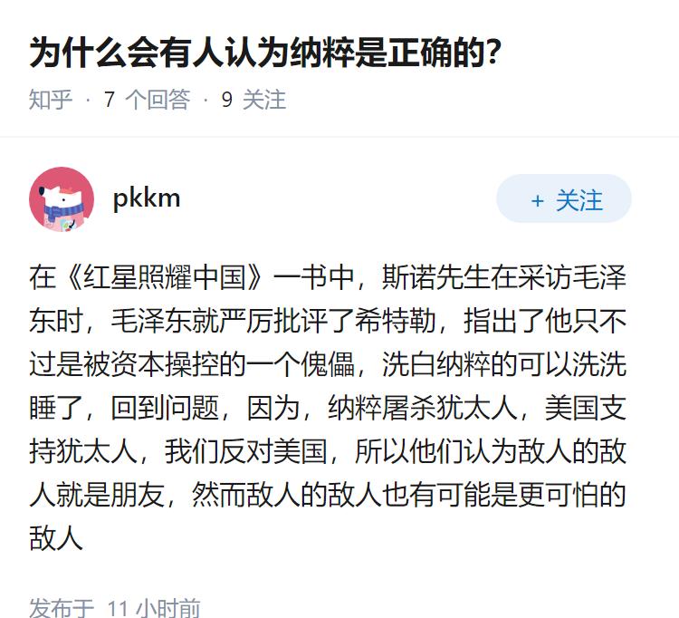 为什么会有人认为纳粹是正确的？