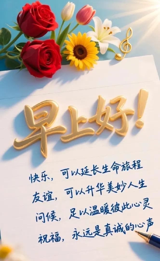 [玫瑰]早上好[玫瑰]快乐，可以延长生命旅程，友谊；可以升华美妙人生。问候