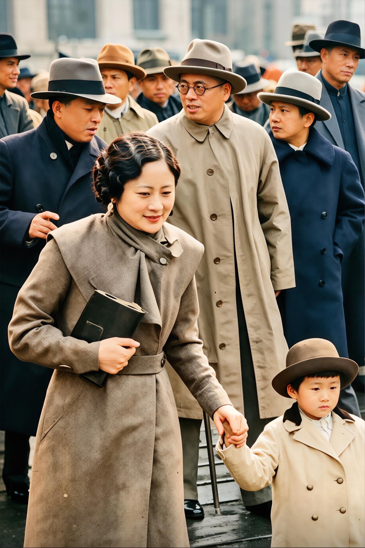 1933年，宋子文和妻子张乐怡，以及女儿宋琼颐，一张罕见的合影。