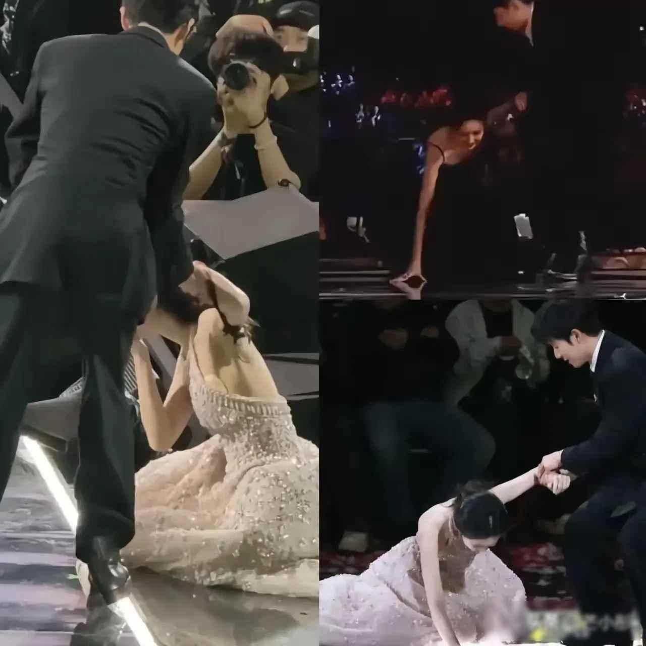 孟子义摔倒整理衣衫，镜头全拍下，她为何没笑场？2025年12月那场晚会，