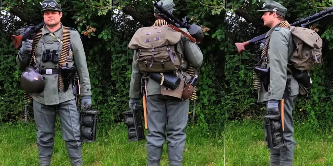 德国山地兵机枪手，军帽左侧有朵雪绒花，因为山地师士兵征服过艾尔卑斯山……，雪绒花