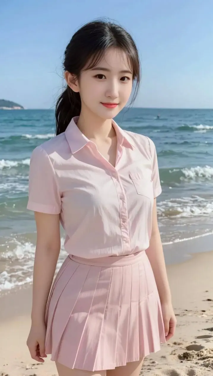 AI甜美沙滩写真 随变ai随便玩