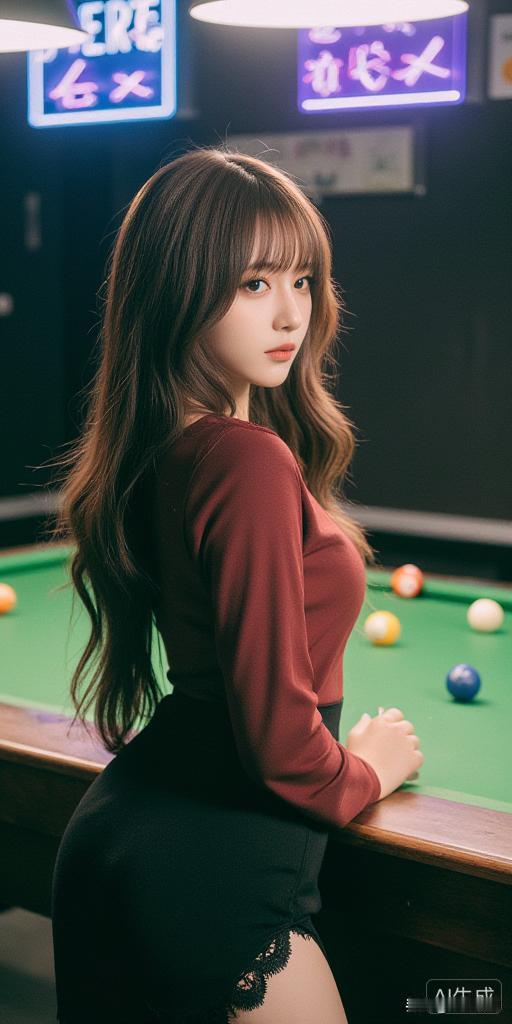 优雅气质，台球桌上的迷人少女一眼沦陷的神级美图怎样的裙子在女人身上是最美的