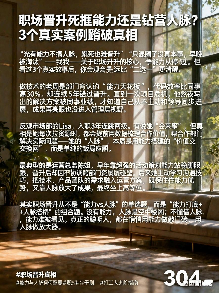 职场晋升死磕能力还是钻营人脉？3个真实案例戳破真相“光有能力不搞人脉，累死