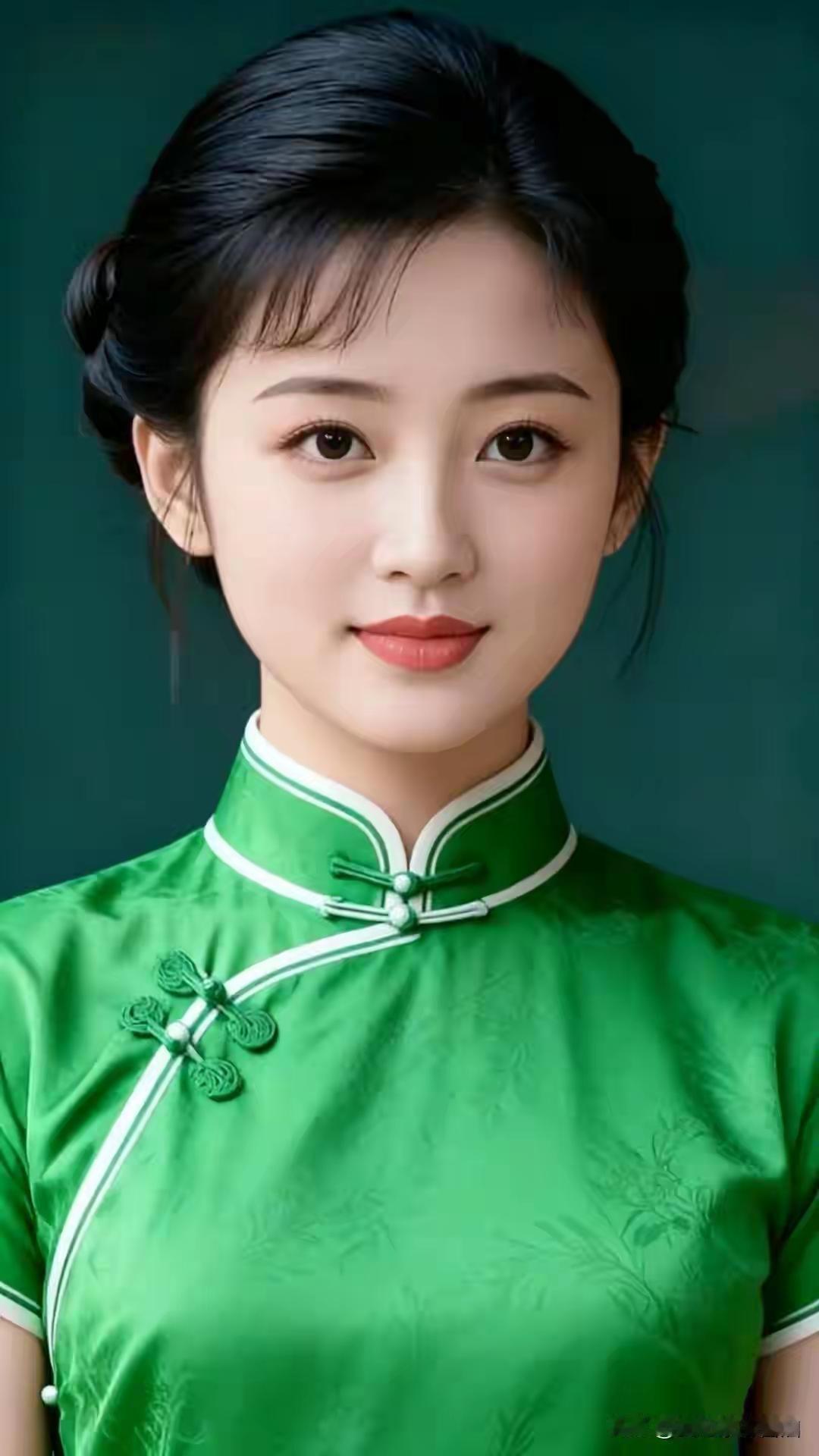 绿意盎然的旗袍美人，温婉一笑倾城色，古典韵味藏不住，一眼心动是人间。