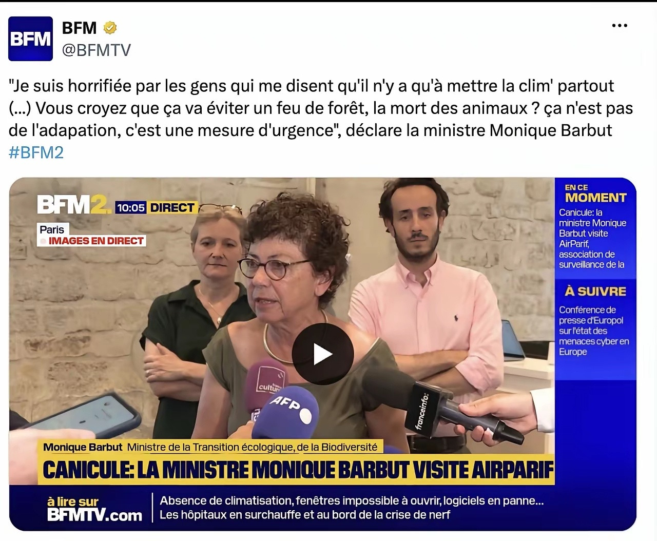 在40℃的绝对高温下，法国环保部长依然反对装空调。一个社会是不是文明，不是看香水