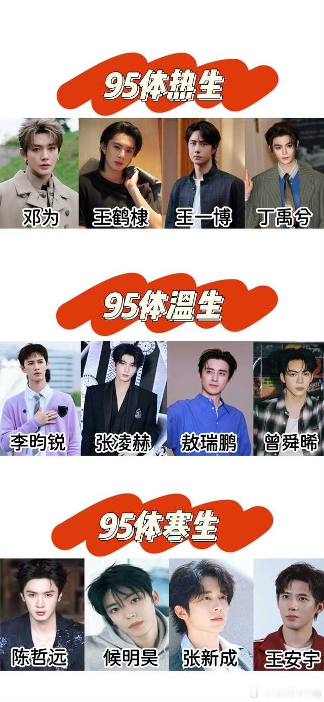 网友评95生…体热生：邓为王鹤棣王一博丁禹兮体温生：李昀锐张凌赫敖瑞鹏