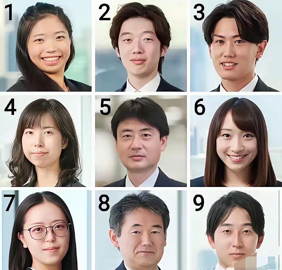 你能一眼认出图中几号是中国人吗？图中的九位都是东亚人的长相，虽然都是东亚人，但他
