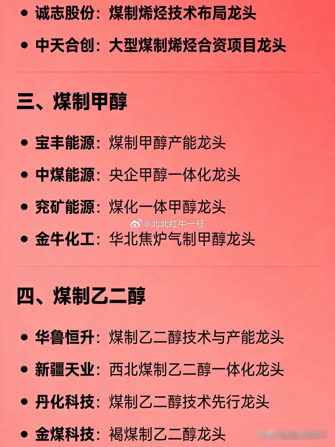 煤化工全细分龙头股汇总免责声明：本文仅为行业信息整理，不构成任何投资建议！一、综