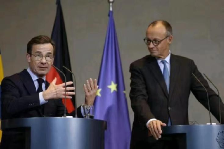 11月20日，法新社报道:“德国总理默茨与到访的瑞典首相克里斯特松昨天举行新闻发