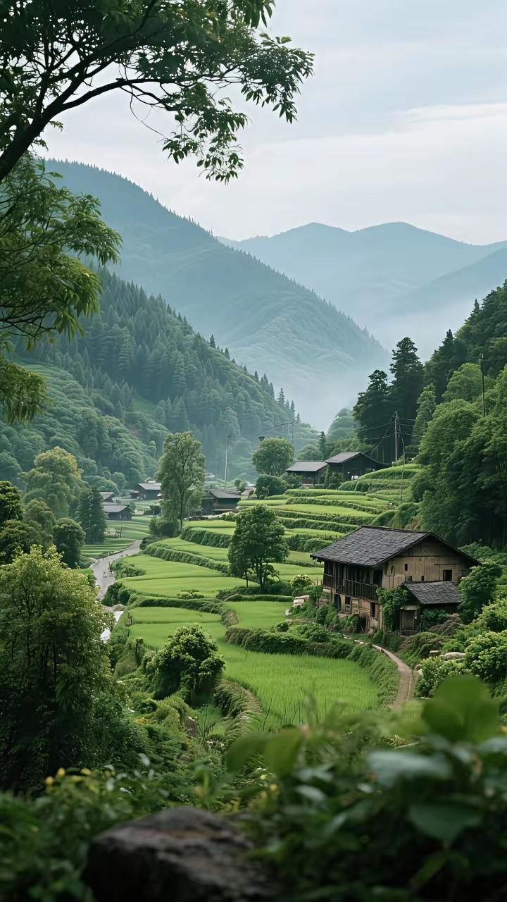 冬日生活打卡季山间小路绕村行，古木参天映晚晴。