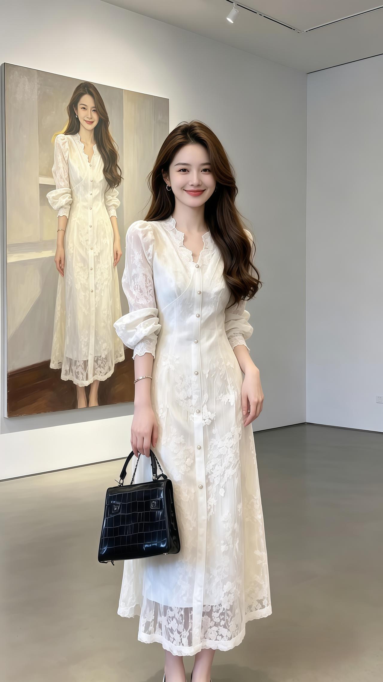 穿搭仙女裙连衣裙法式时尚轻奢蕾丝连衣裙高级感穿搭